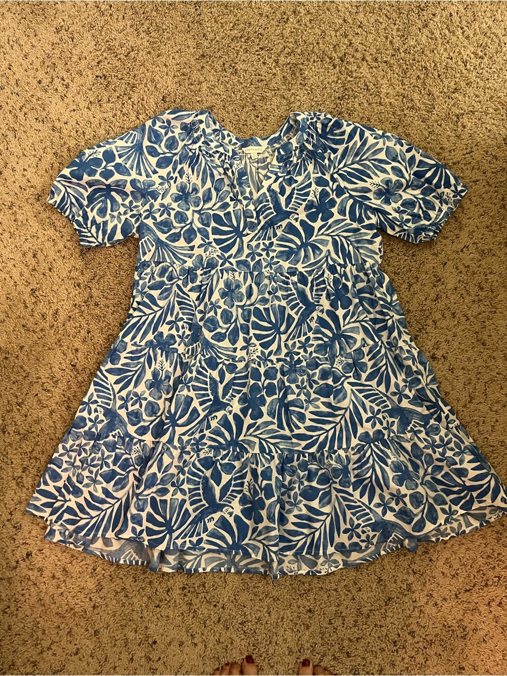 crown & ivy Blue and White Floral Midi Dress